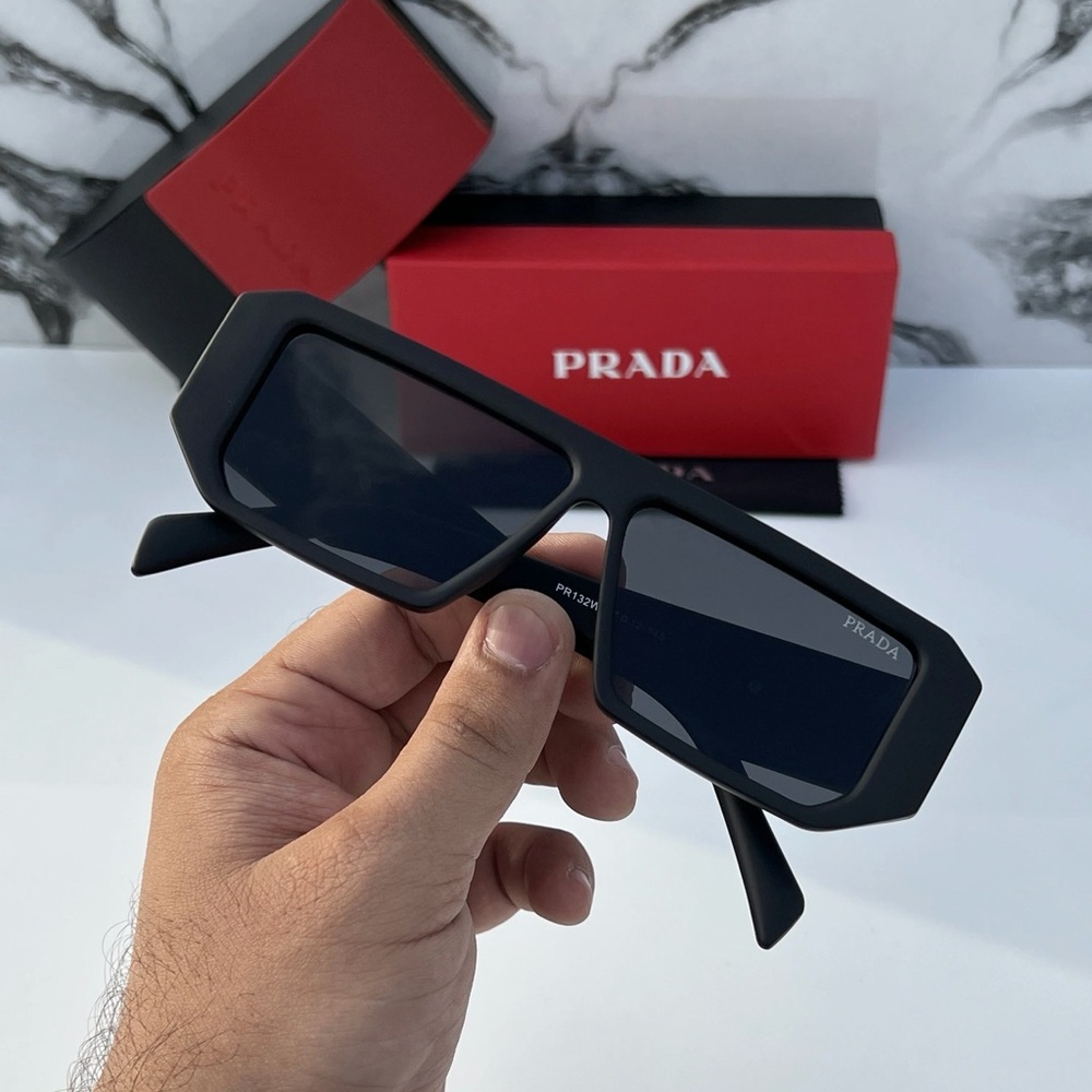 Prada Black Geometric Sunglasses Unisex